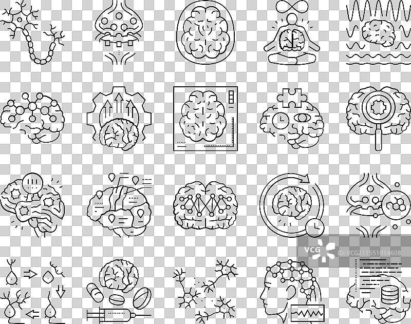 神经科学大脑神经学图标集图片素材