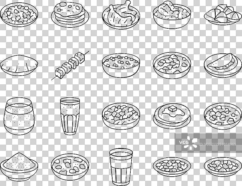 印度菜肴咖喱图标集图片素材