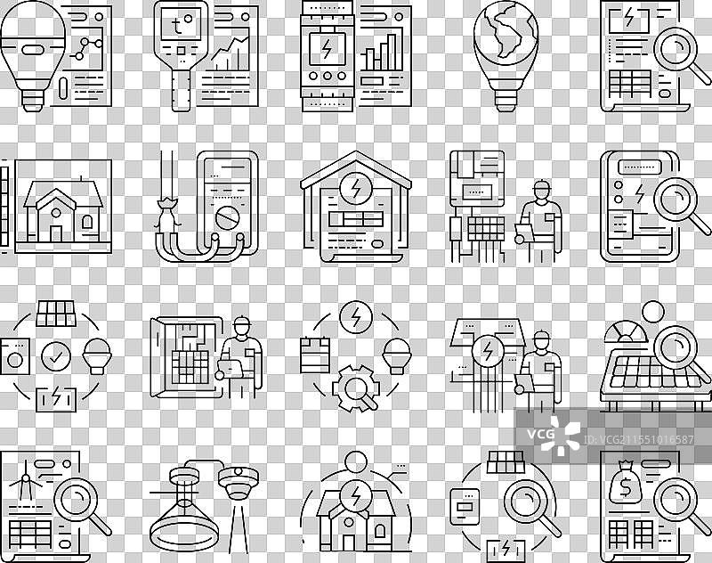 能源审计电力建筑图标集图片素材
