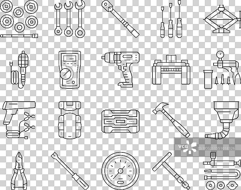 汽车修理工具扳手图标集图片素材