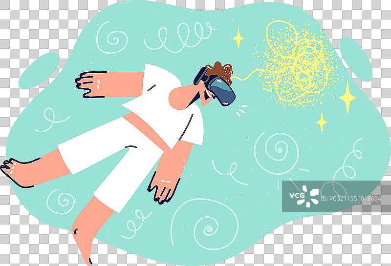 男子因虚拟现实技术而感受到飞行的感觉图片素材