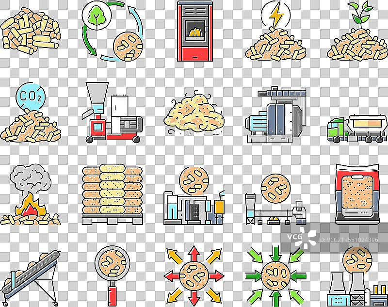 木颗粒、木材、胶合板图标集图片素材