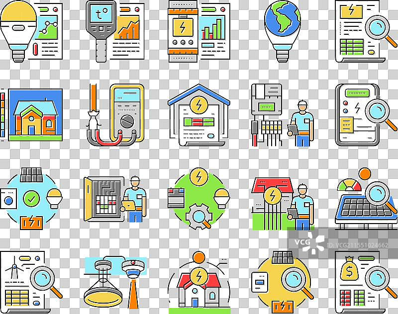 能源审计电力建筑图标集图片素材