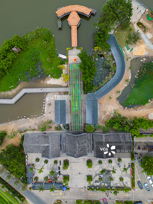 航拍海南东坡书院景区，中国海南省儋州市中和镇图片素材