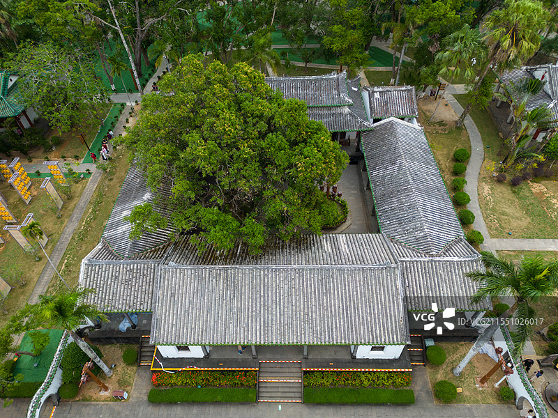 航拍海南东坡书院景区，中国海南省儋州市中和镇图片素材