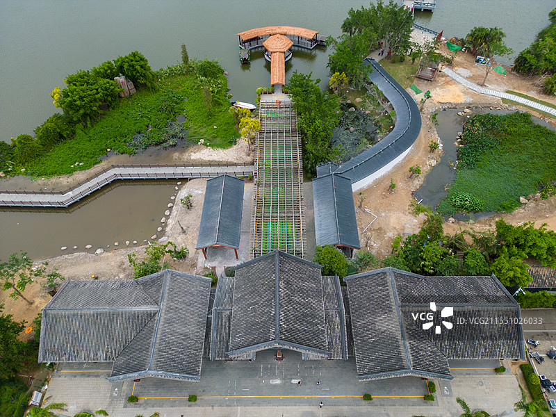 航拍海南东坡书院景区，中国海南省儋州市中和镇图片素材