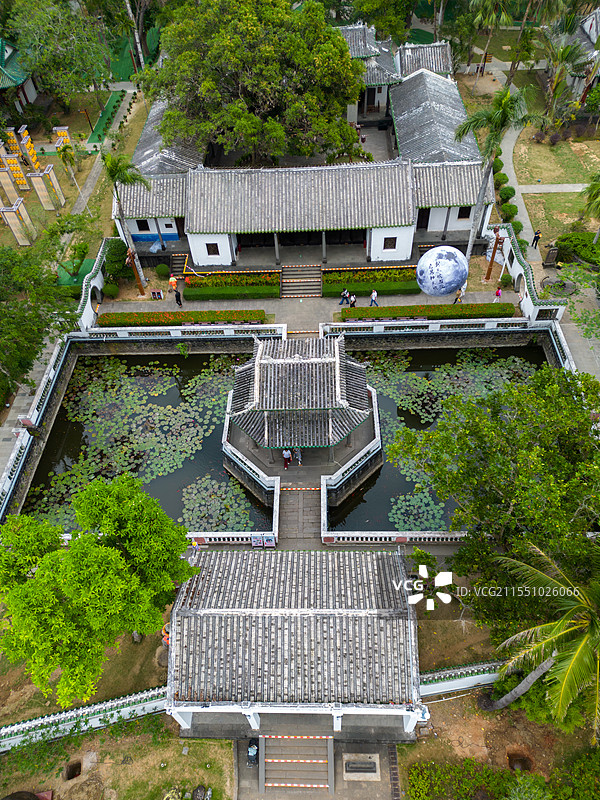 航拍海南东坡书院景区，中国海南省儋州市中和镇图片素材