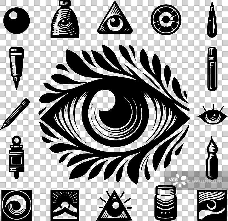全视之眼与艺术工具图片素材