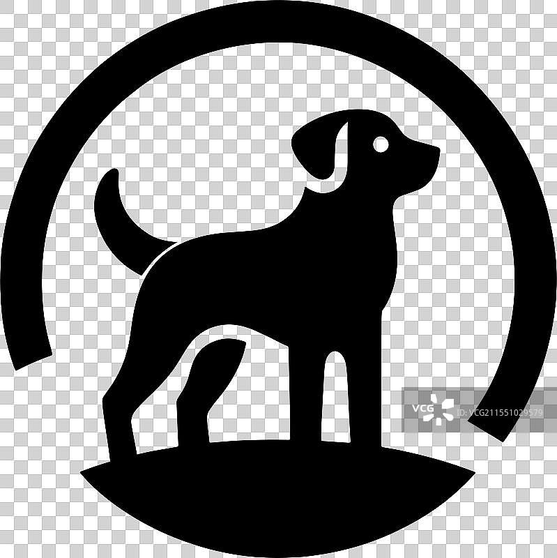 黑色轮廓狗在圆圈中图片素材