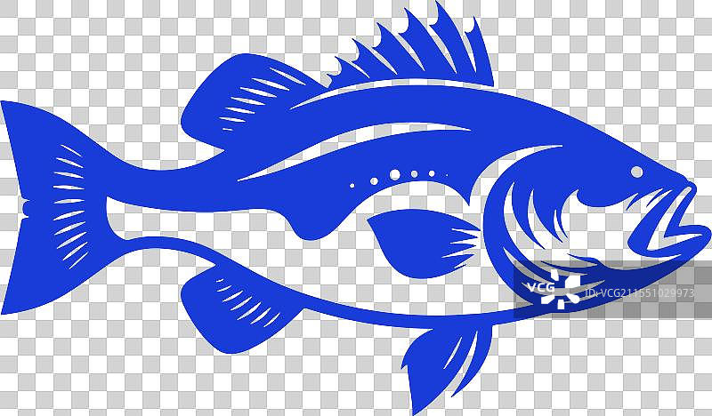 蓝色风格化鱼类图片素材