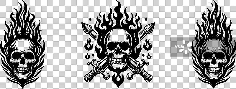 带刀的火焰骷髅图片素材