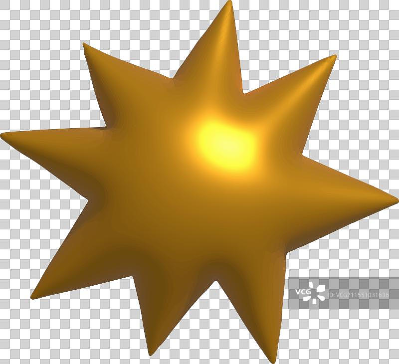 金色的三维星星在简单背景下发光图片素材