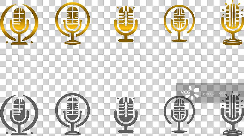 金色和灰色的麦克风图标图片素材