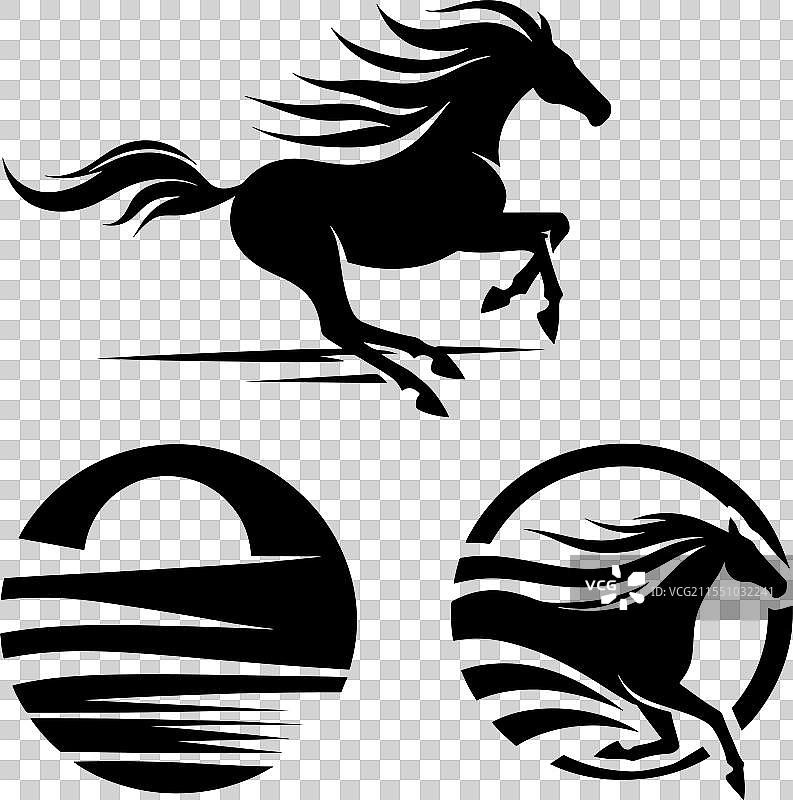 马的剪影奔跑，鬃毛设计图片素材