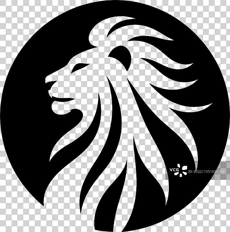 圆形中的狮子头轮廓图片素材
