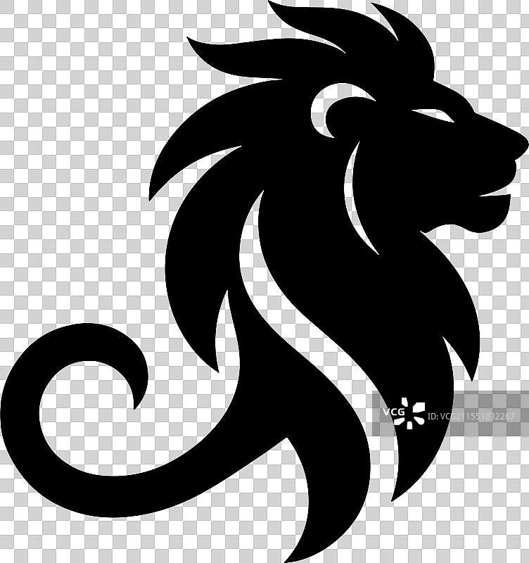 狮子头的风格化剪影图片素材