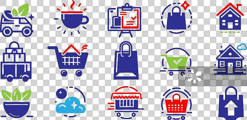 在线购物和配送图标图片素材