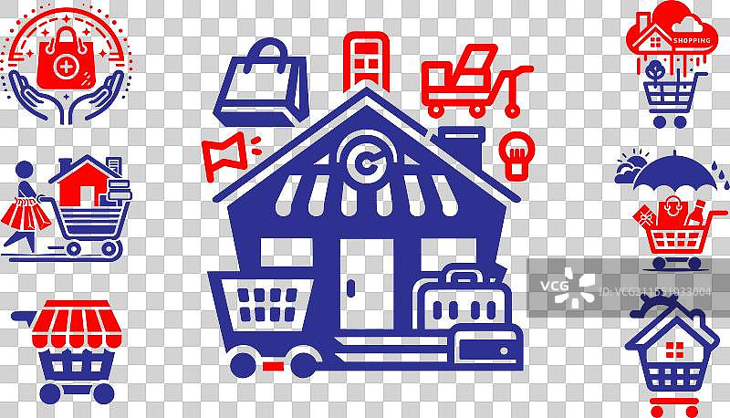 在线购物商店图标图片素材