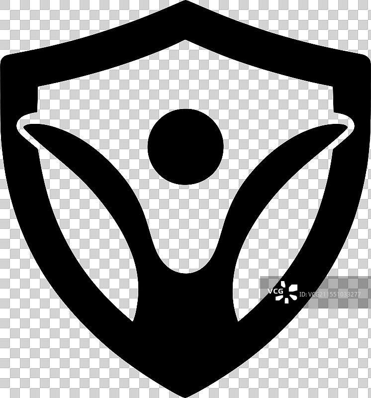 被盾牌保护的人物图标图片素材