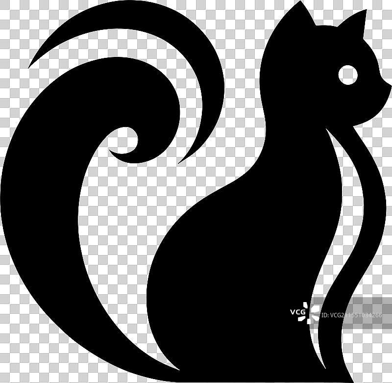 风格化的黑猫剪影图片素材