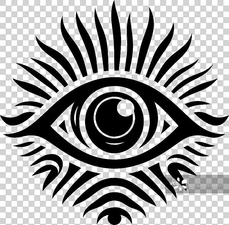 带有日冕设计的风格化眼睛图片素材