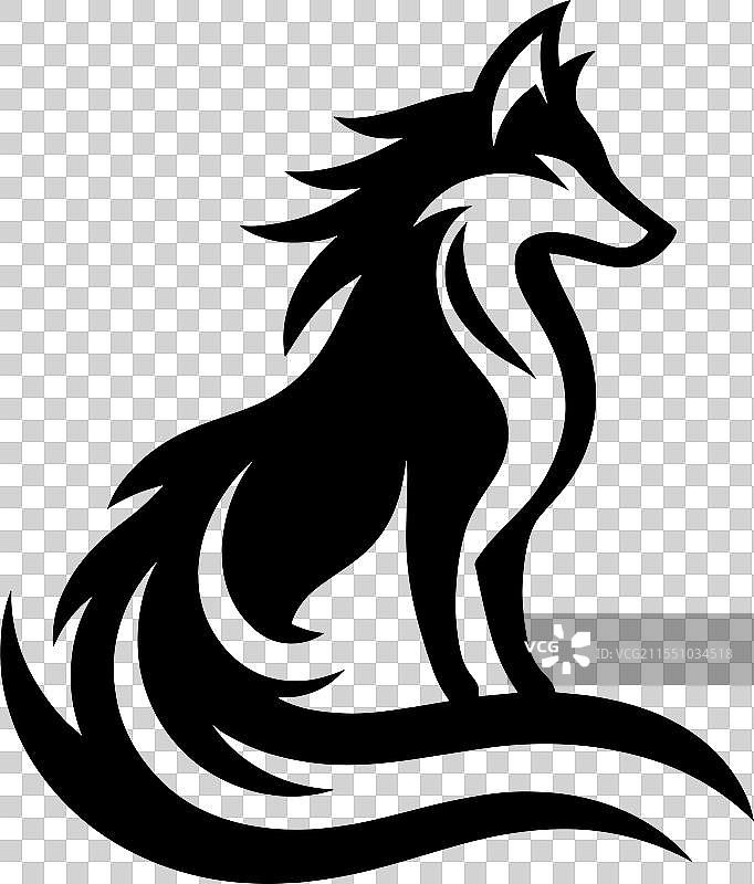 风格化的狐狸设计黑色剪影图片素材