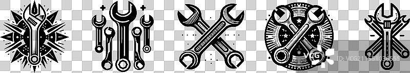 扳手工具图标集图片素材