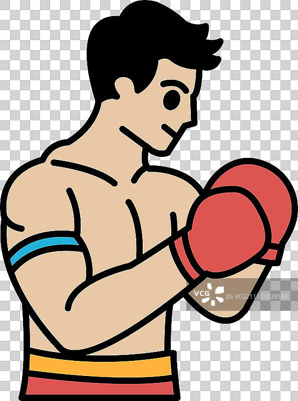 一个在拳击台上的男人，戴着红色拳击手套图片素材