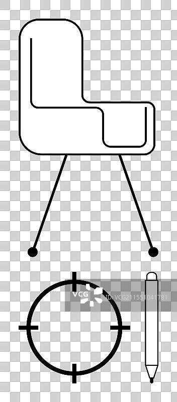 极简主义构图，包含椅子和十字准线图片素材