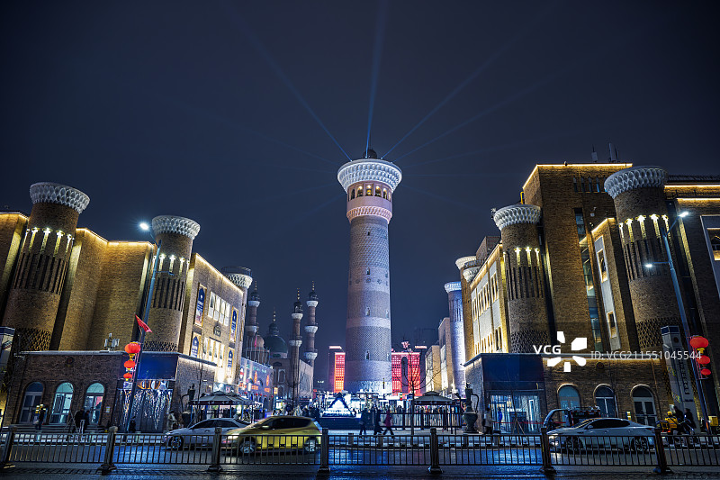 新疆国际大巴扎夜景图片素材