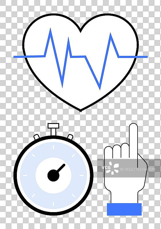 心跳计时器和指向手势图片素材
