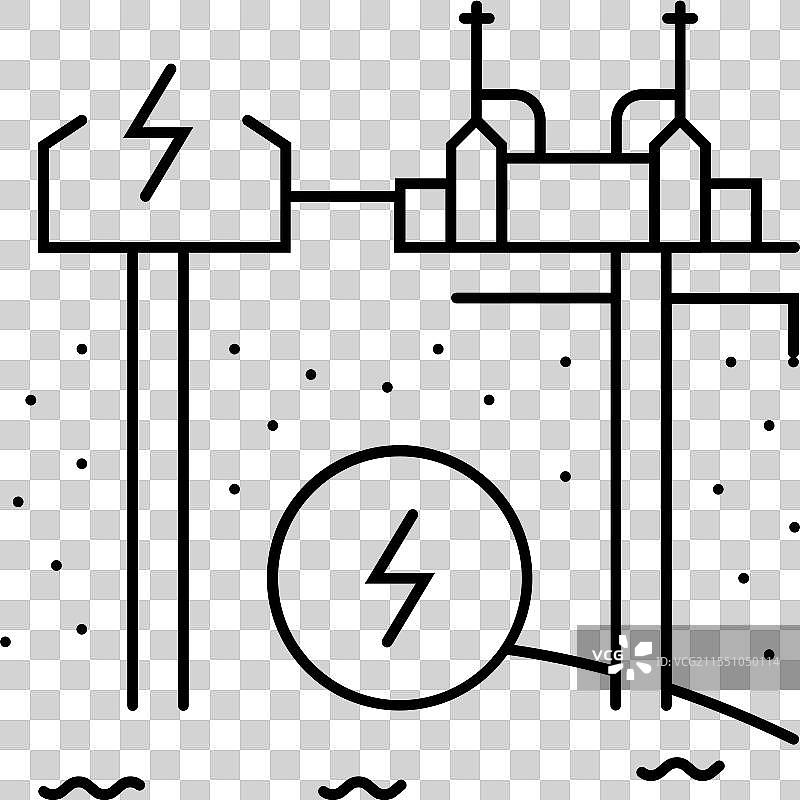 地热热回收系统线条图标图片素材