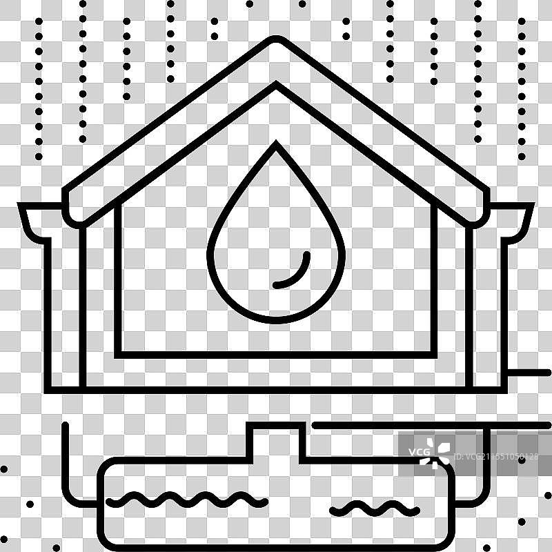 雨水收集绿色建筑线条图标图片素材