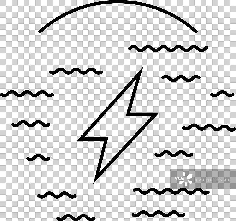 波浪能转换器潮汐线条图标图片素材