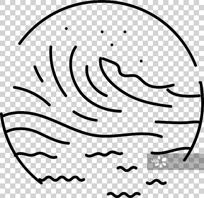 海洋波浪潮汐能源线条图标图片素材
