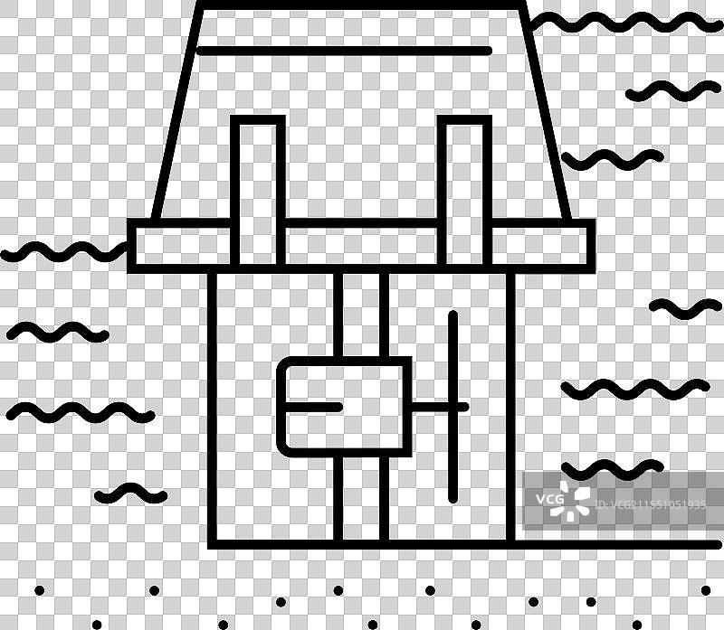 潮汐坝的范围系统线条图标图片素材