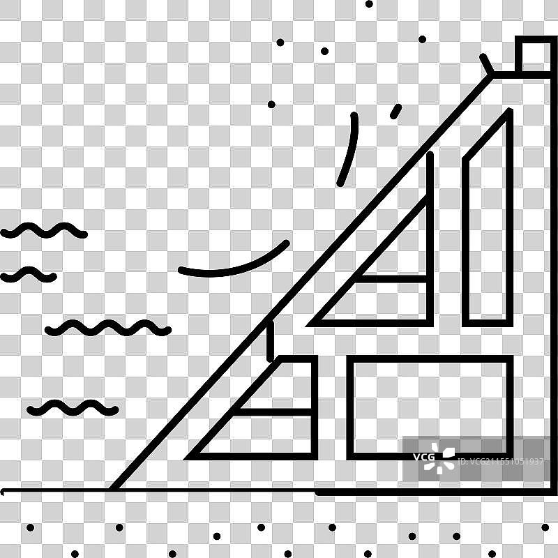 海岸潮汐电力线条图标图片素材