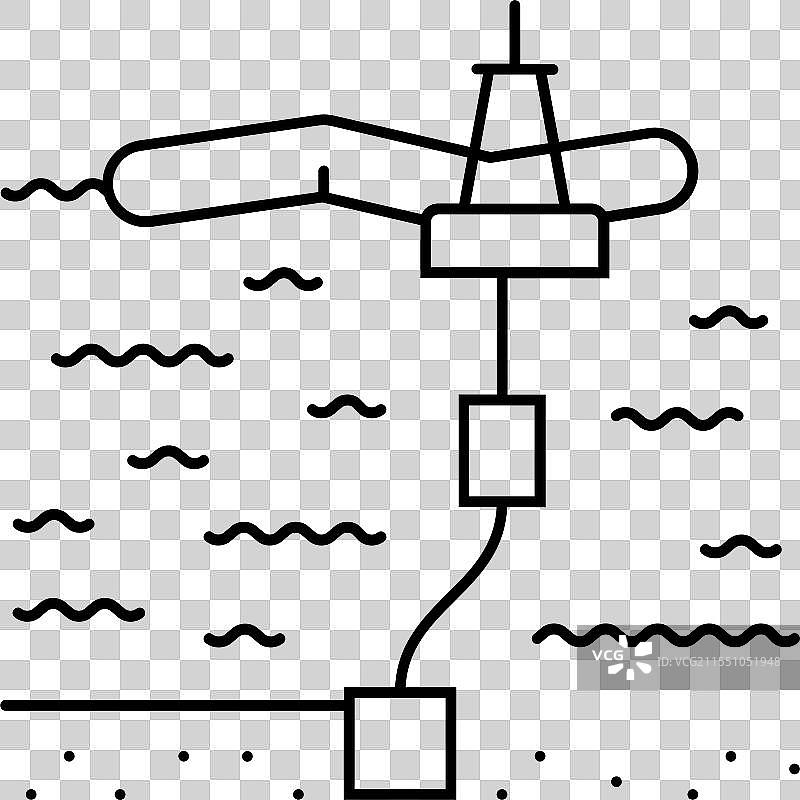 潮汐波浪发电场安装线条图标图片素材