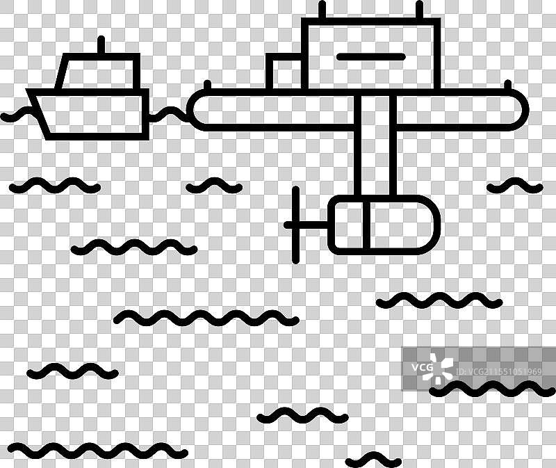 浮动平台潮汐能源线条图标图片素材