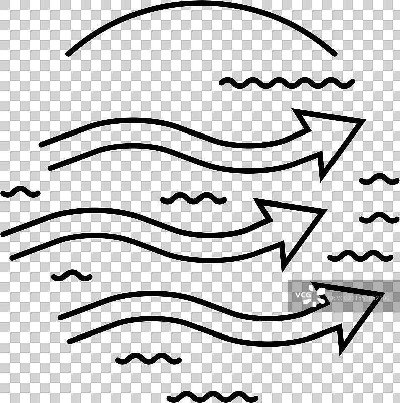 波浪能研究线条图标图片素材