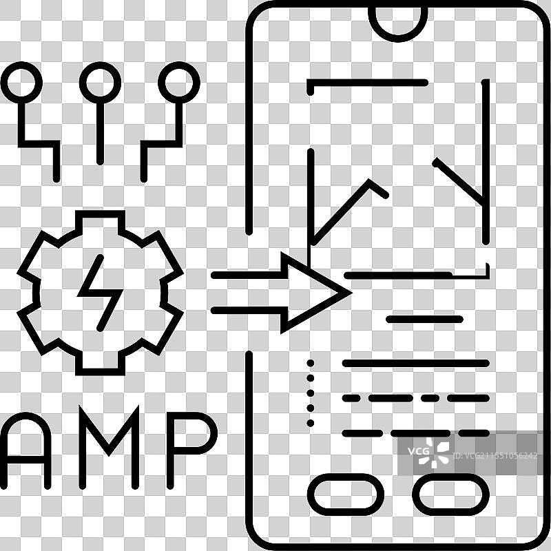 AMP 加速移动页面 SEO 线条图标图片素材