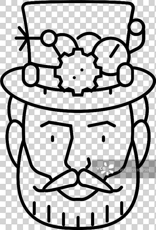 蒸汽朋克男性头像线条图标图片素材