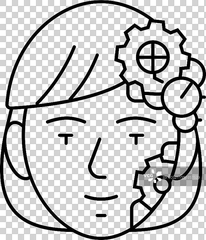 蒸汽朋克复古男性头像线条图标图片素材