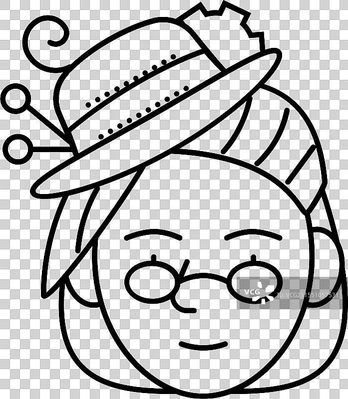 蒸汽朋克女性头像线条图标图片素材