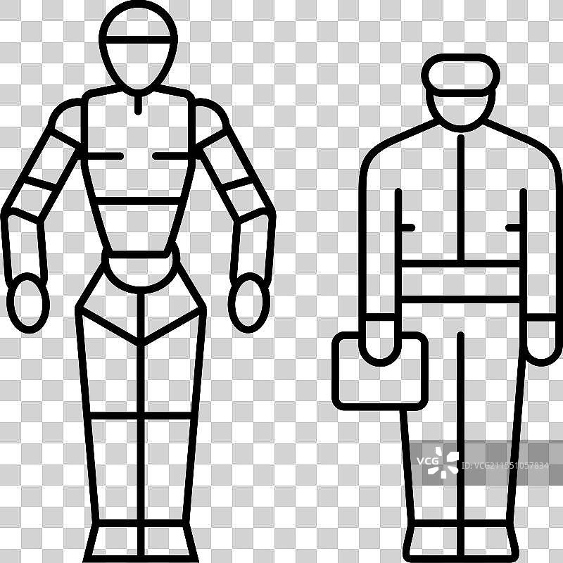 机器人技术爱好者线条图标图片素材