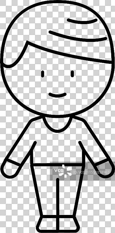 萌系男孩角色线条图标图片素材