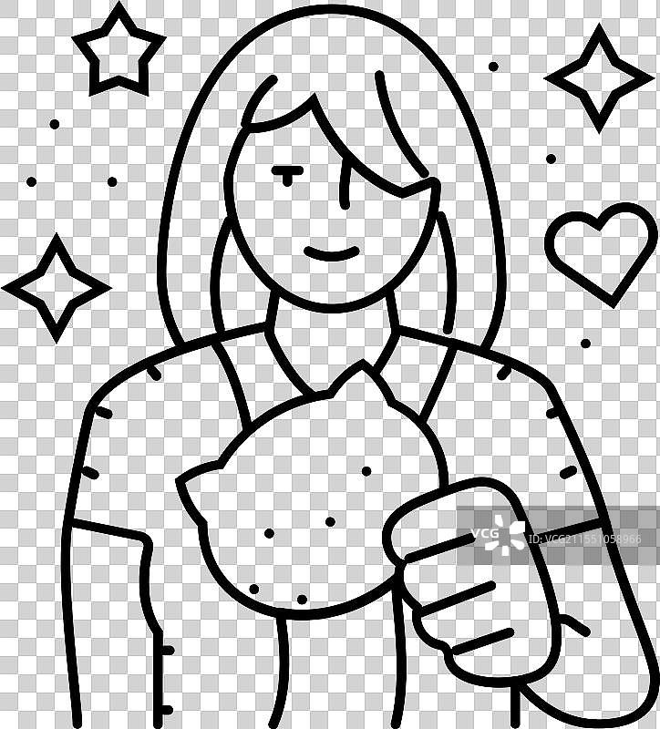 可爱毛线玩偶线条图标图片素材