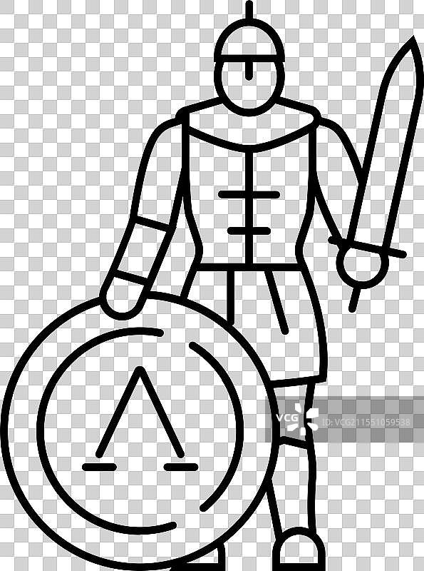 斯巴达战士罗马希腊线条图标图片素材