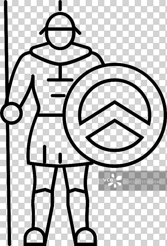 罗马希腊战士士兵线条图标图片素材
