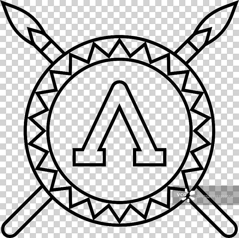 斯巴达罗马希腊徽章线条图标图片素材